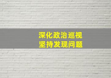 深化政治巡视 坚持发现问题